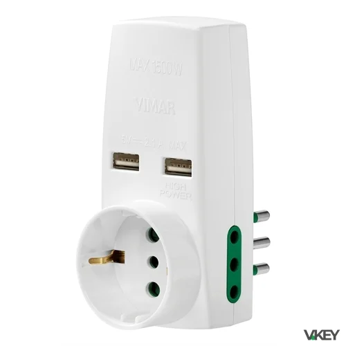 Adattatore S11+2P11+P30+2USB bianco
